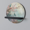 CHERRY BIRDSONG Round Art Shelf In Black Finish