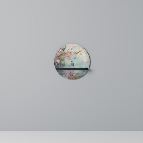 CHERRY BIRDSONG Prateleira Redonda Decorativa em Acabamento Preto