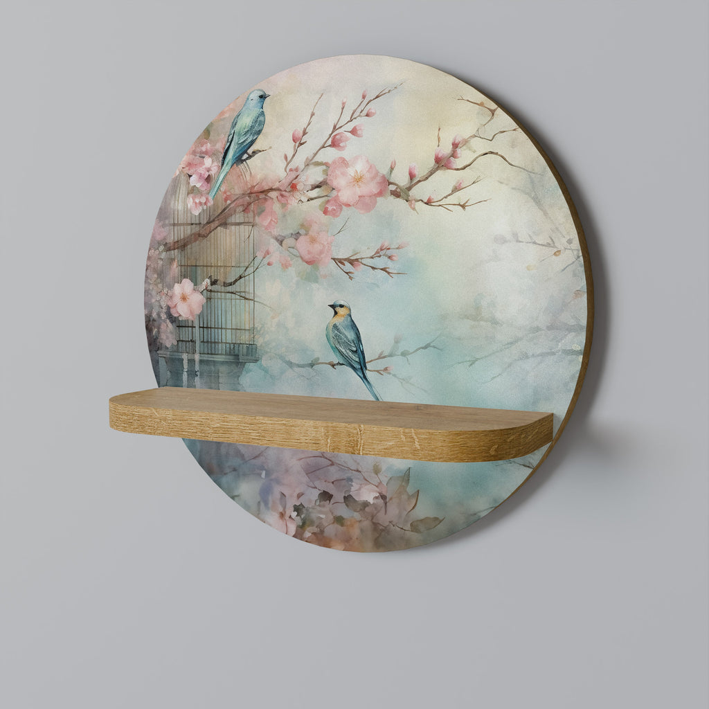 CHERRY BIRDSONG Prateleira Redonda Decorativa em Efeito Carvalho