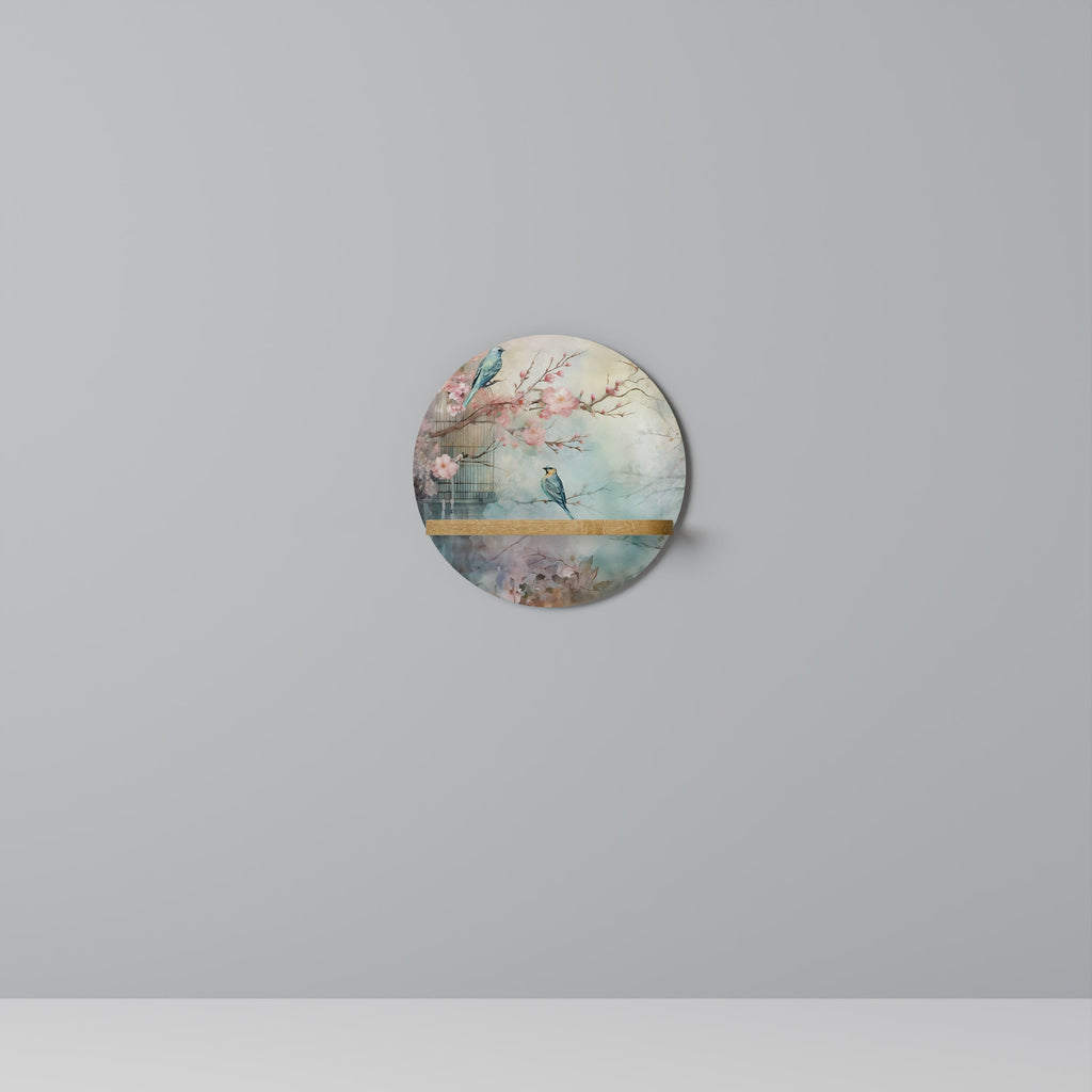 CHERRY BIRDSONG Prateleira Redonda Decorativa em Efeito Carvalho