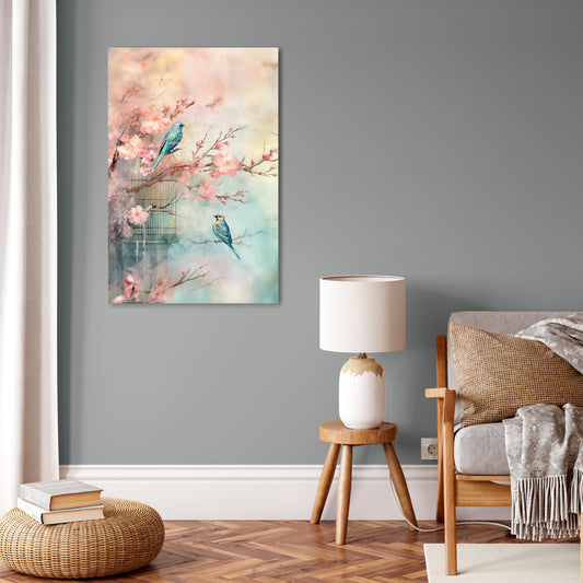 CHERRY BIRDSONG Vertical Canvas Print