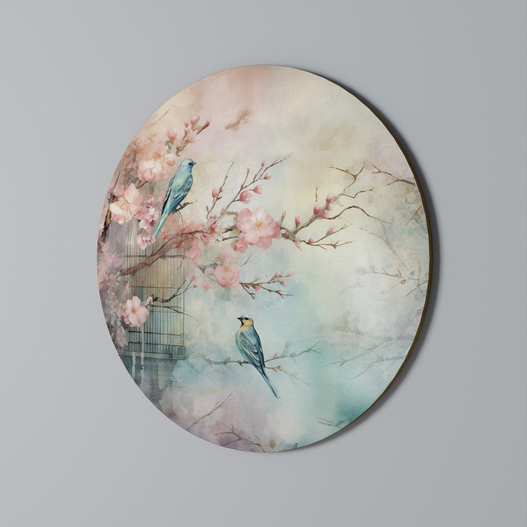 CHERRY BIRDSONG Round Wall Art