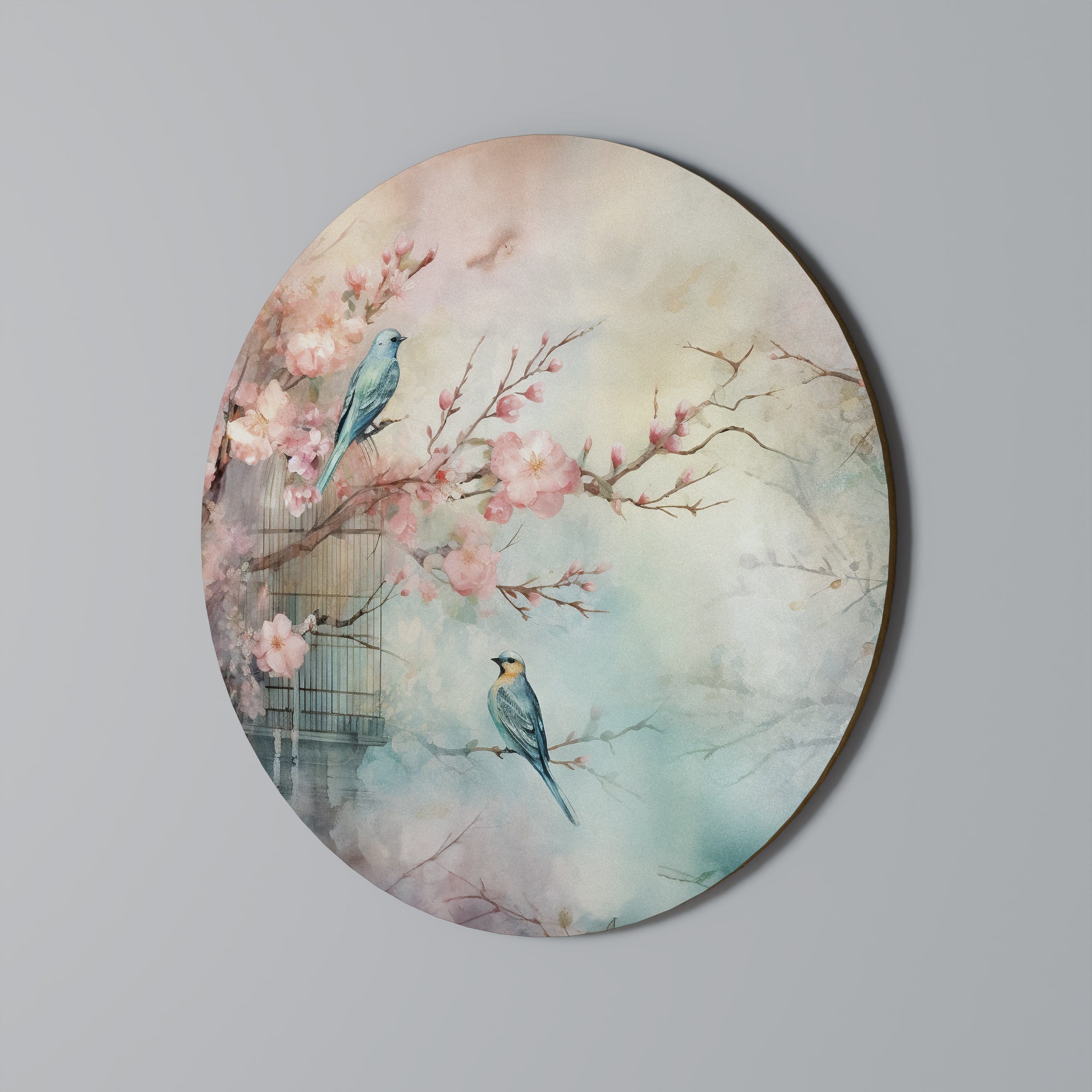 CHERRY BIRDSONG Round Wall Art