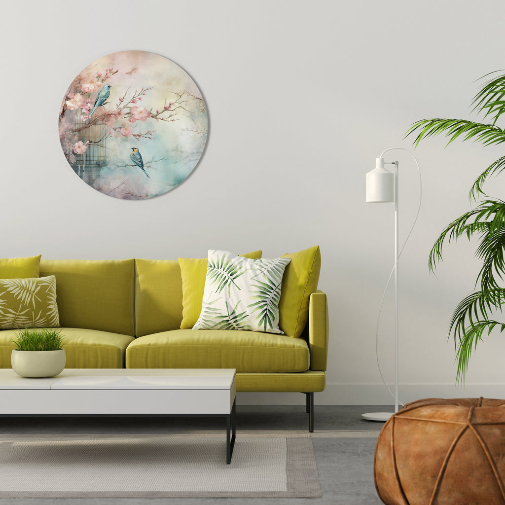 CHERRY BIRDSONG Round Wall Art