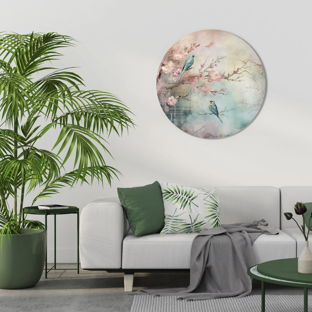 CHERRY BIRDSONG Round Wall Art