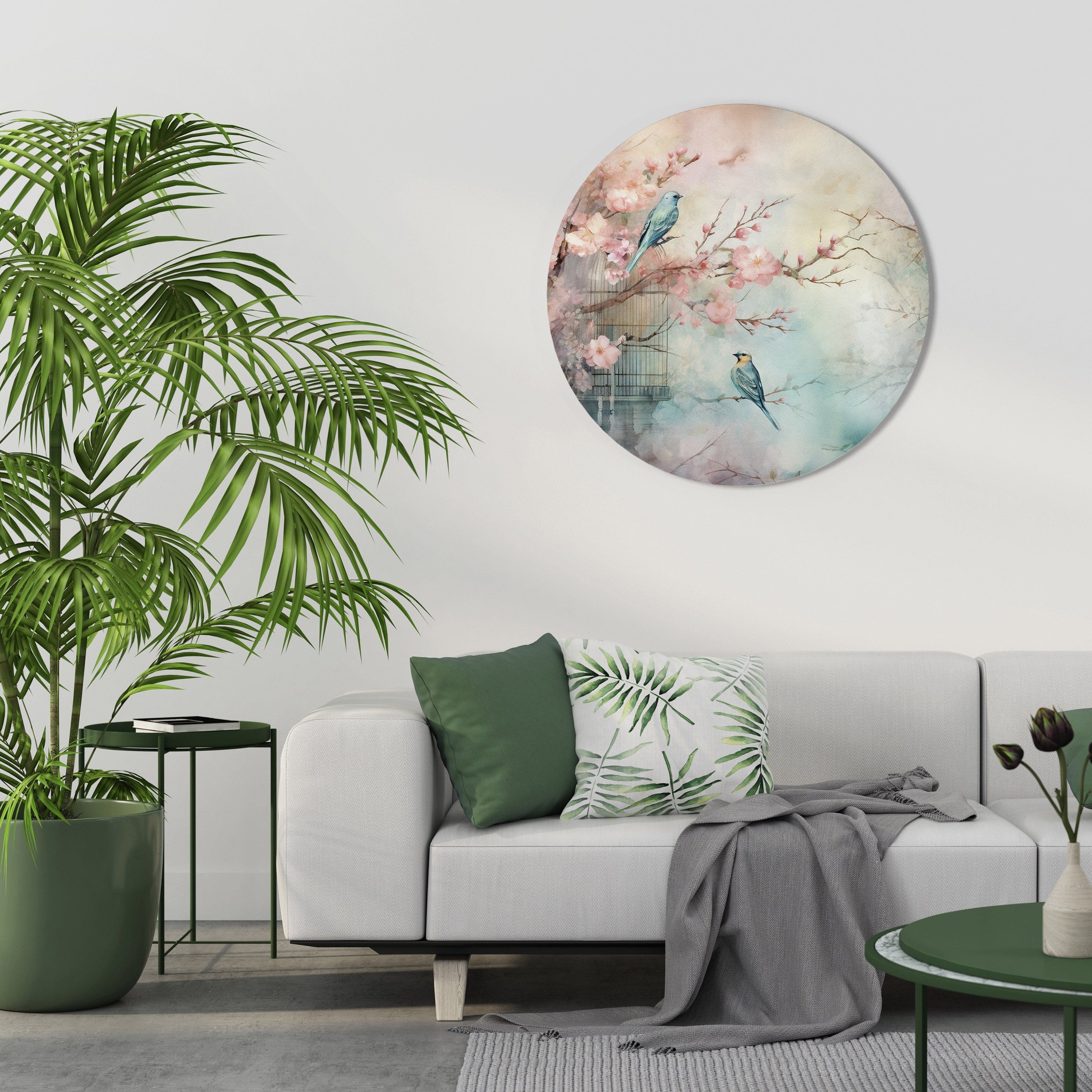 CHERRY BIRDSONG Round Wall Art
