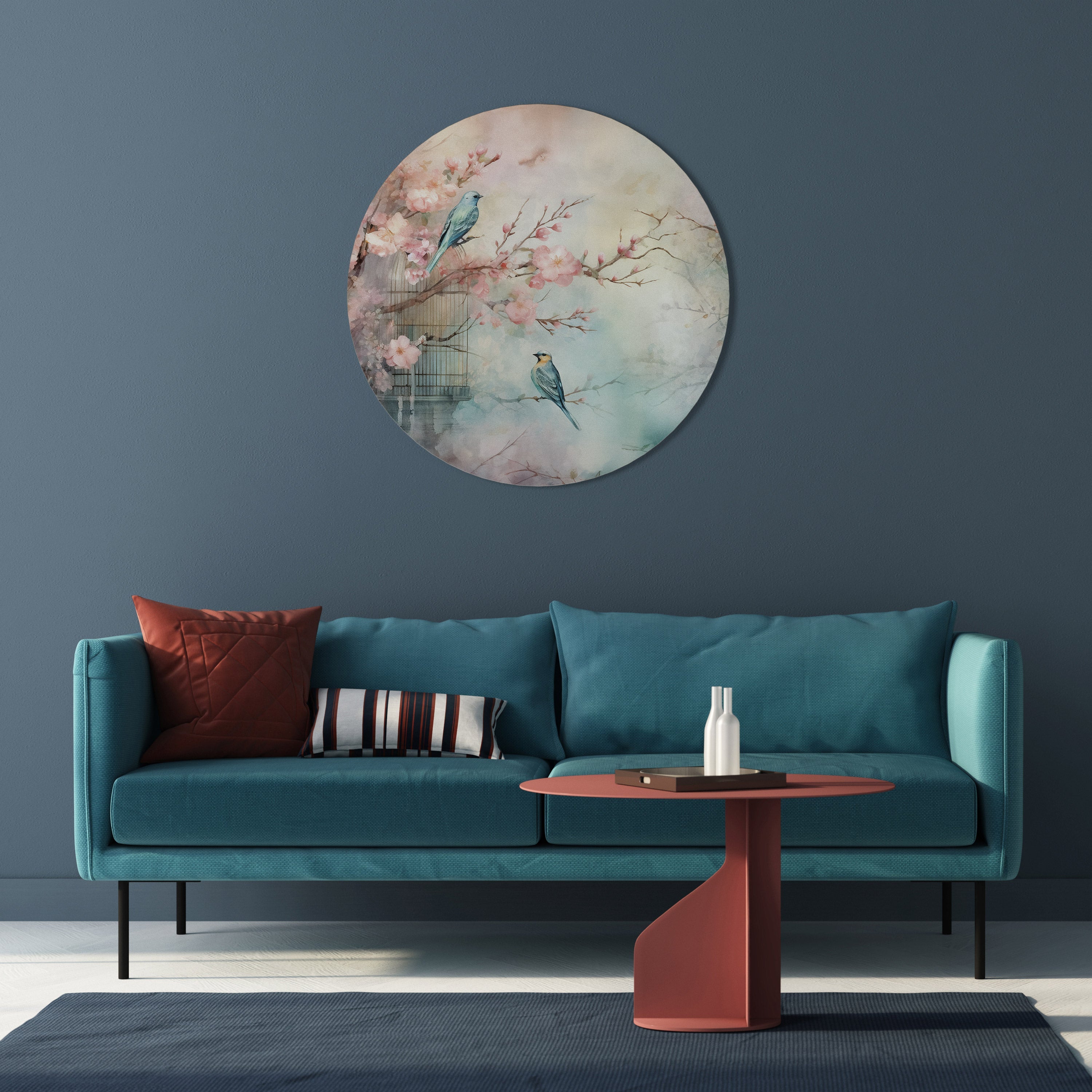 CHERRY BIRDSONG Round Wall Art