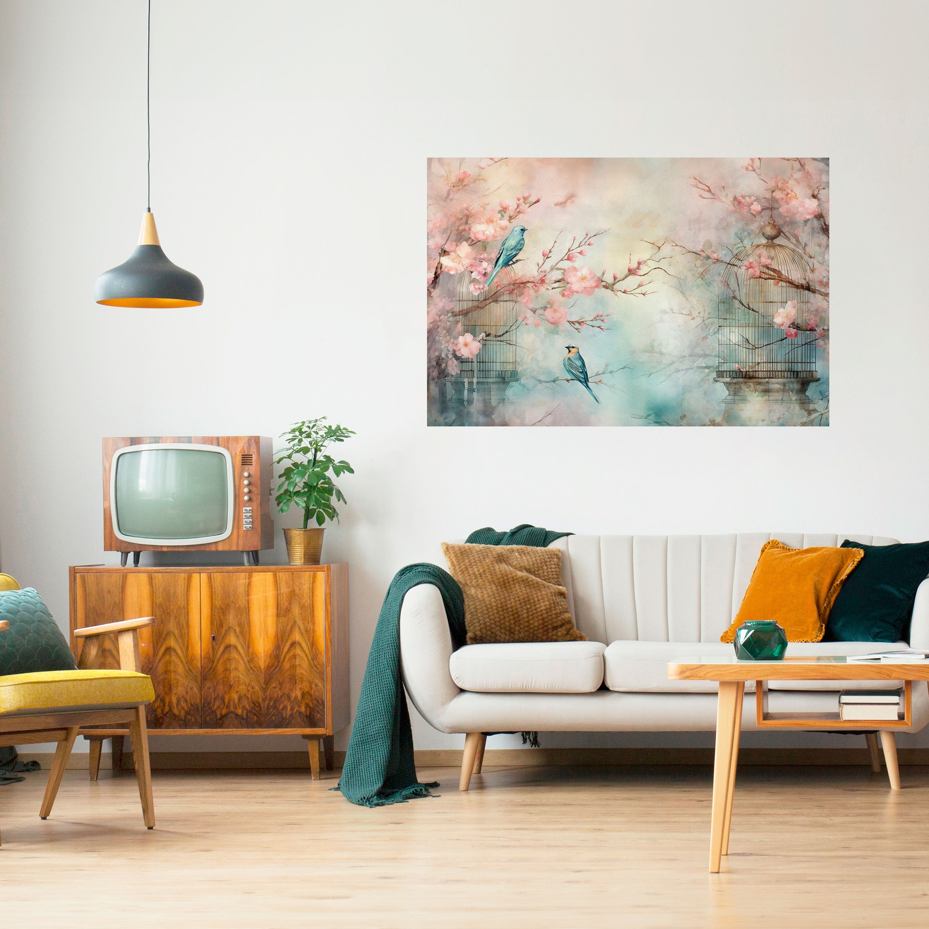 CHERRY BIRDSONG Peel and Stick Horizontal Poster