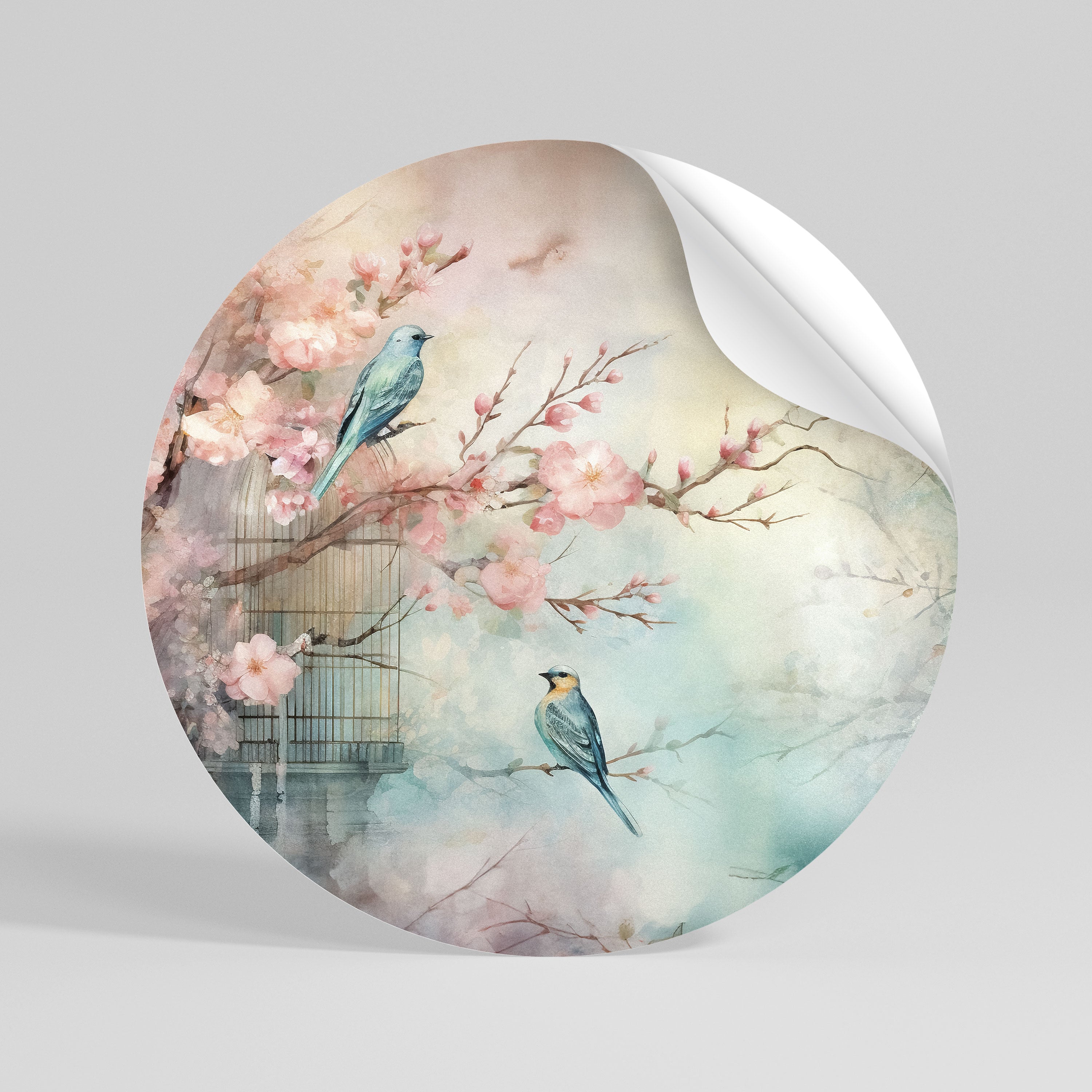 CHERRY BIRDSONG Peel and Stick Round Sticker