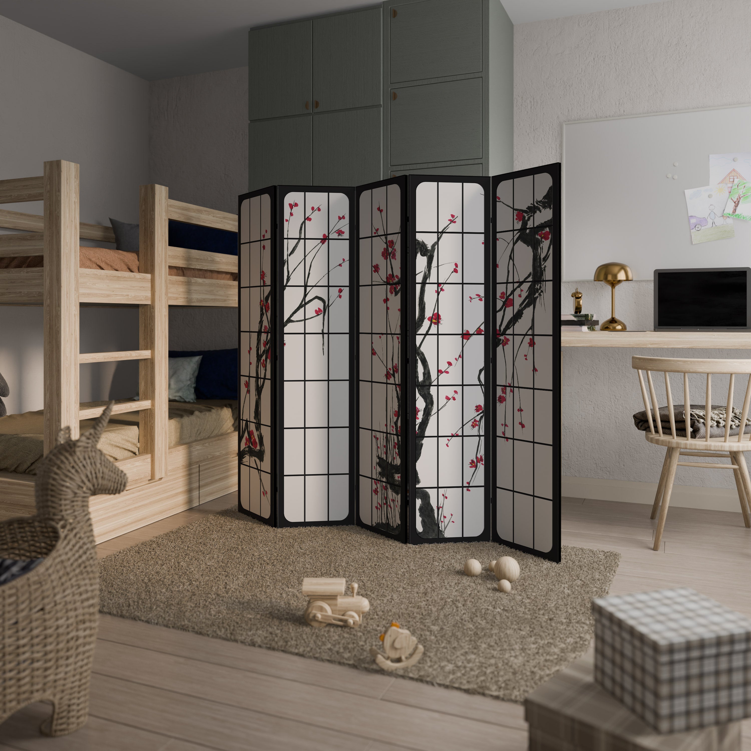 JAPANESE BLOSSOMS Biombo de 5 Painéis