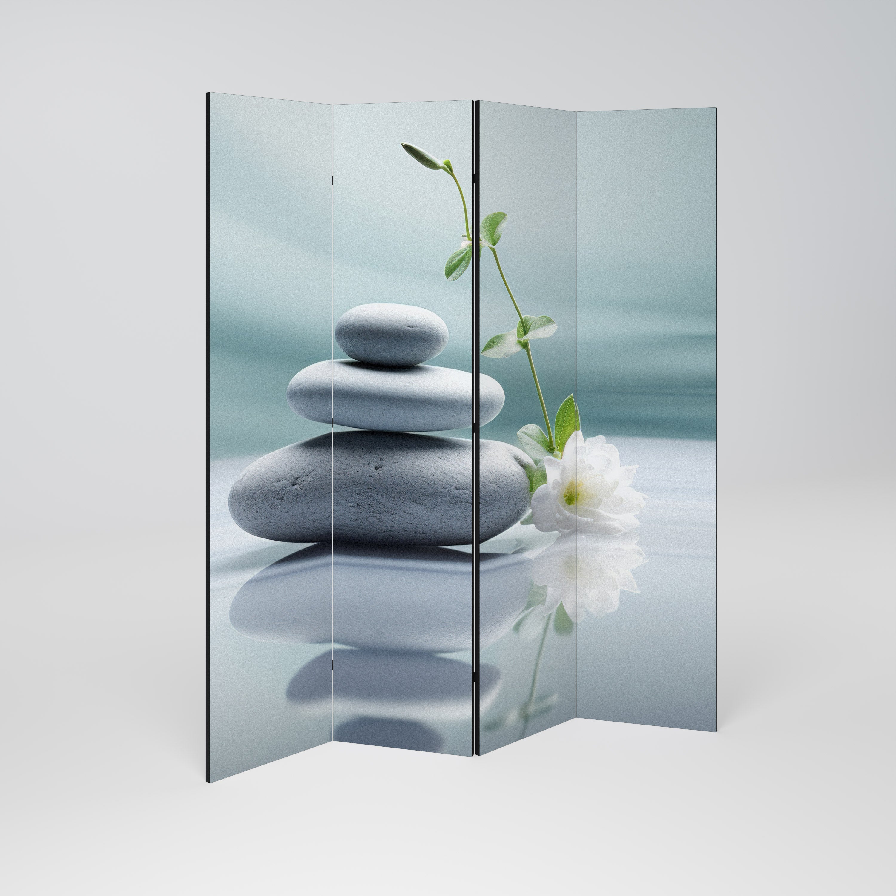 TRANQUIL STONE BALANCE Biombo Decorativo de 4 Painéis