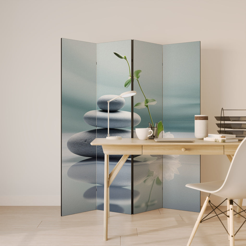 TRANQUIL STONE BALANCE Biombo Decorativo de 4 Painéis