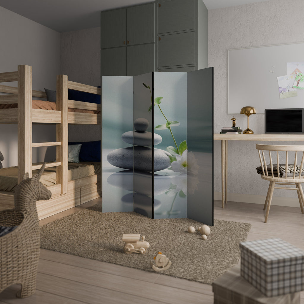 TRANQUIL STONE BALANCE Biombo Decorativo de 4 Painéis