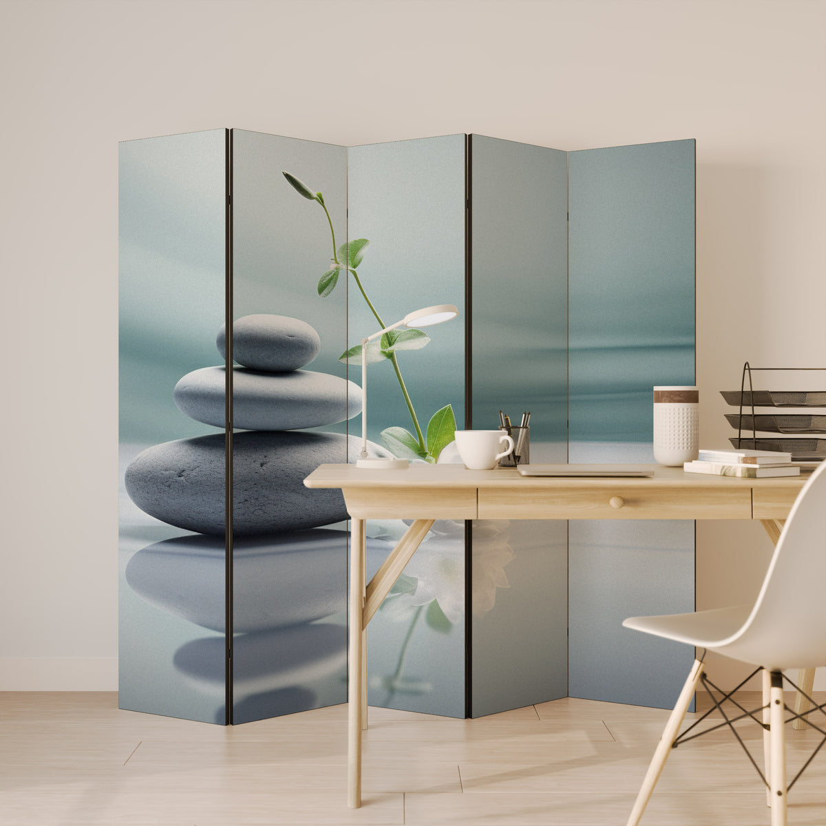 TRANQUIL STONE BALANCE 5-Panel Room Divider
