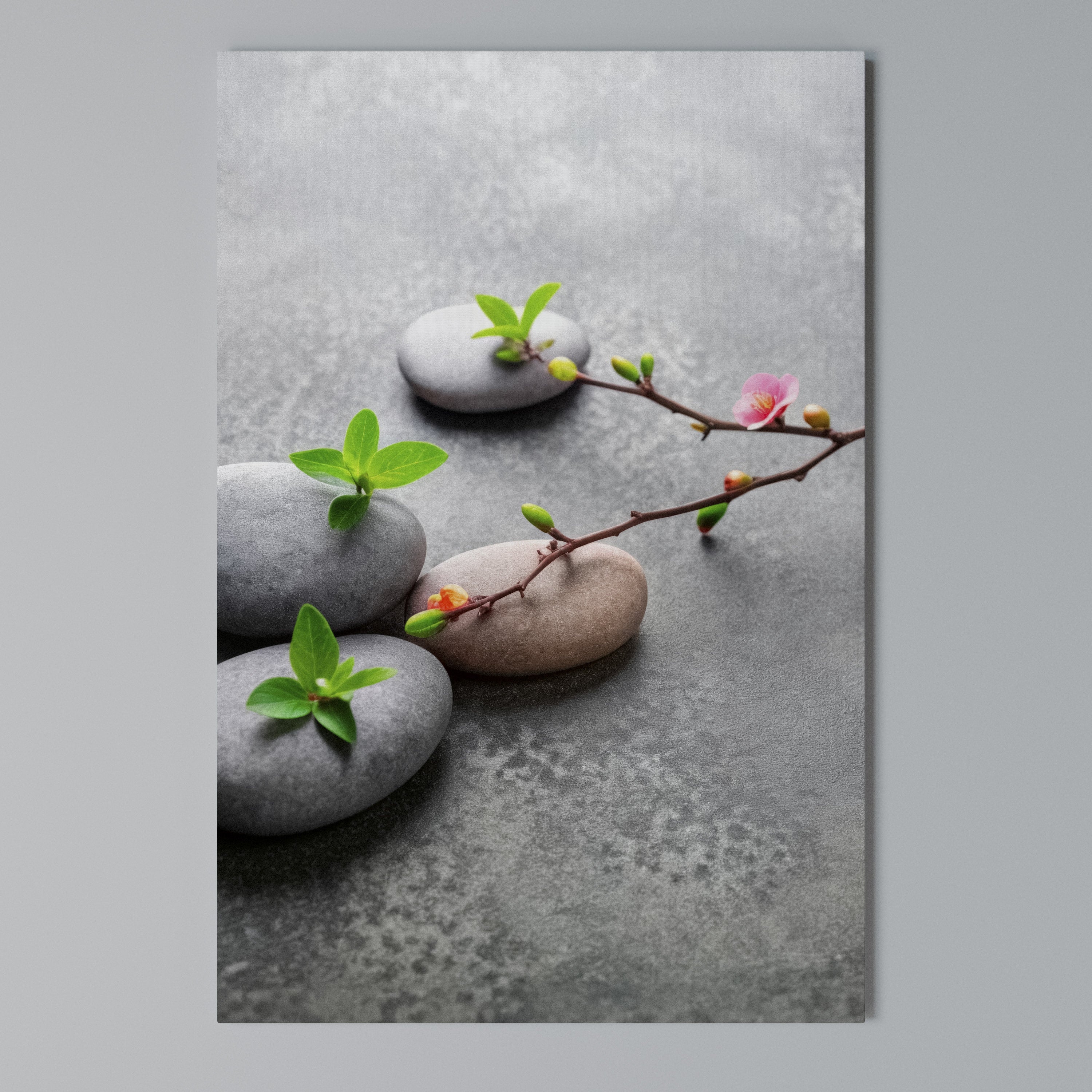 STONES AND BLOSSOMS Quadro em tela vertical