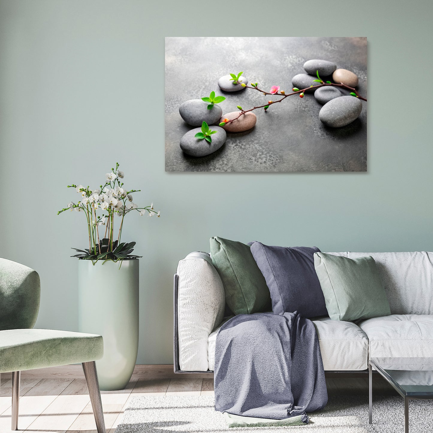 STONES AND BLOSSOMS Horizontal Canvas Print