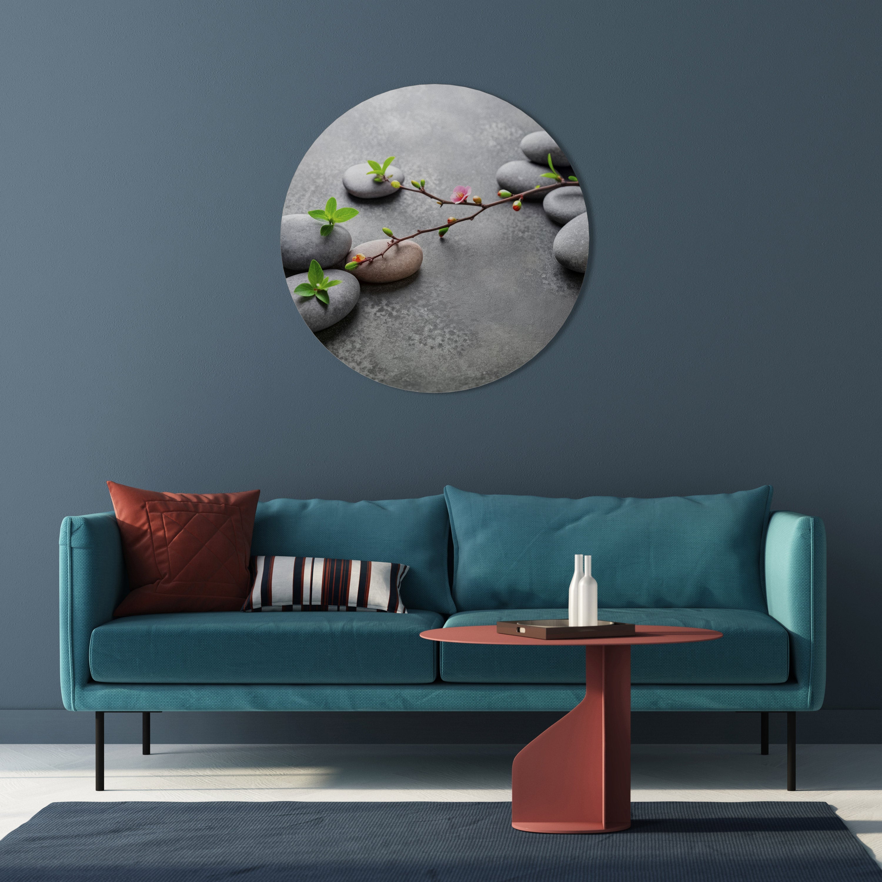 STONES AND BLOSSOMS Quadro Redondo Decorativo