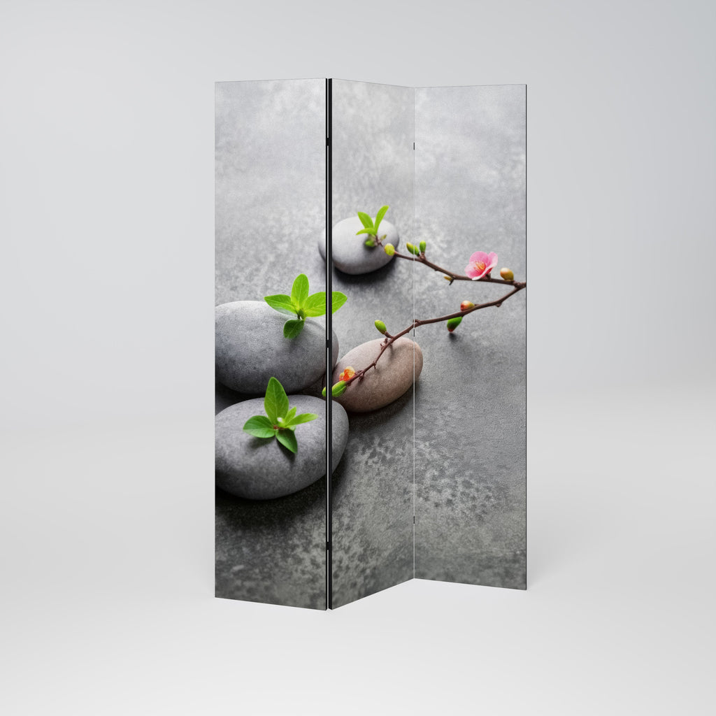 STONES AND BLOSSOMS Decorative 3-Panel Room Divider