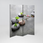 STONES AND BLOSSOMS Decorative 4-Panel Room Divider