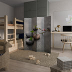 STONES AND BLOSSOMS Decorative 4-Panel Room Divider