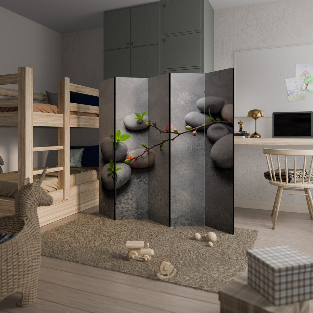 STONES AND BLOSSOMS Biombo Decorativo de 5 Painéis