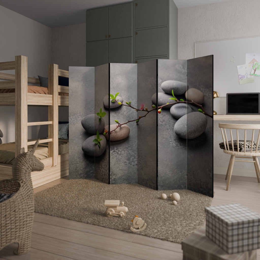 STONES AND BLOSSOMS Biombo Decorativo de 6 Painéis