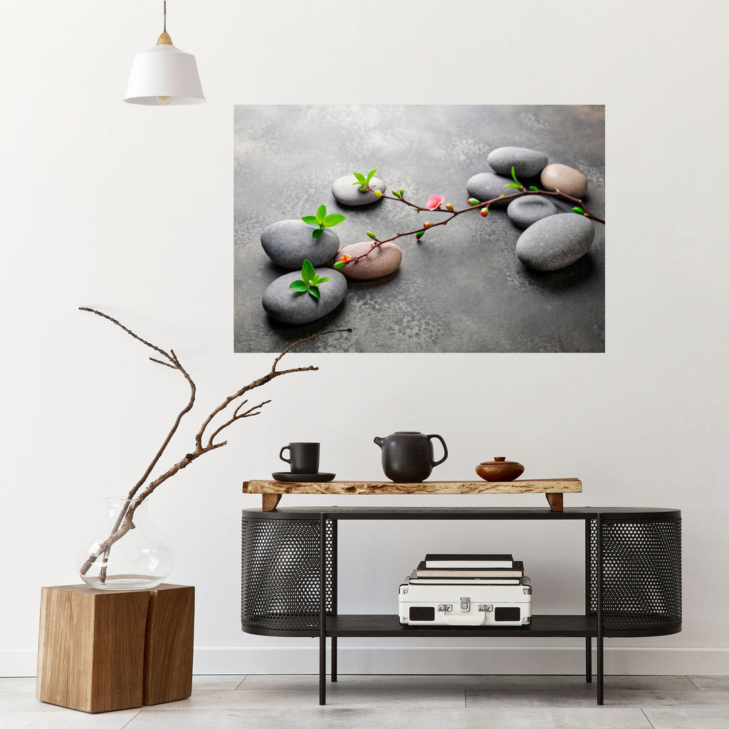 STONES AND BLOSSOMS Peel and Stick Horizontal Poster