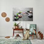 STONES AND BLOSSOMS Peel and Stick Horizontal Poster