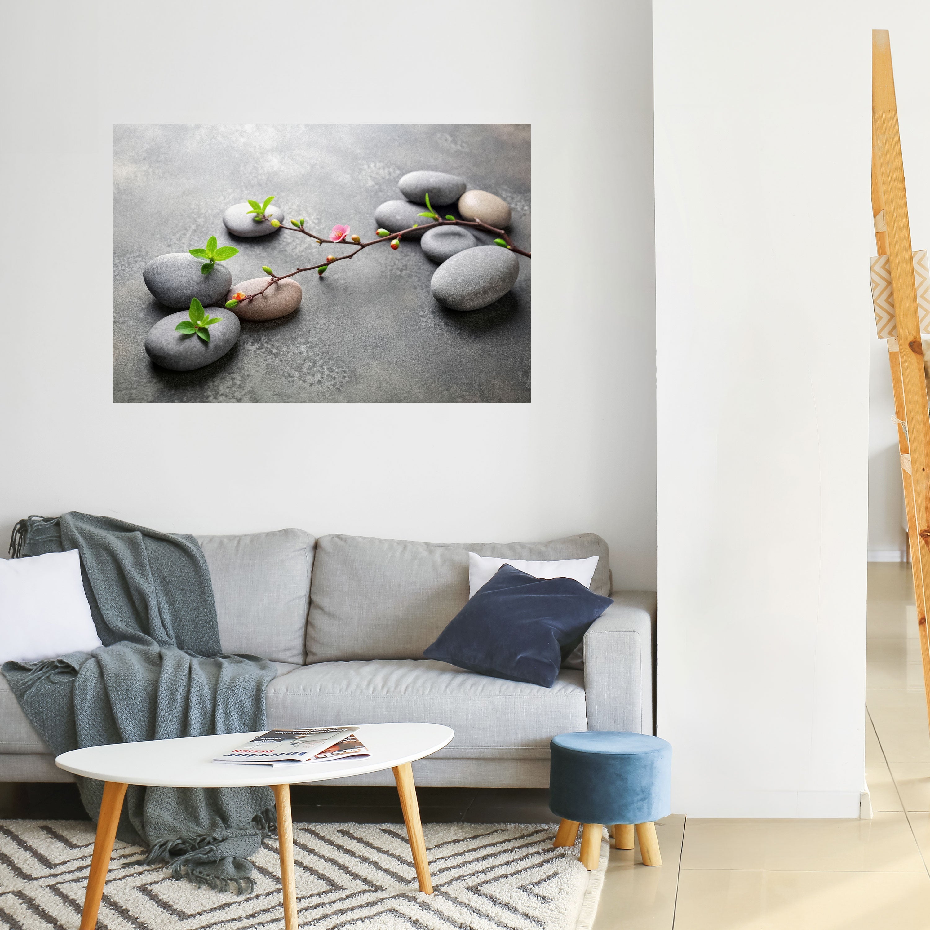 STONES AND BLOSSOMS Peel and Stick Horizontal Poster