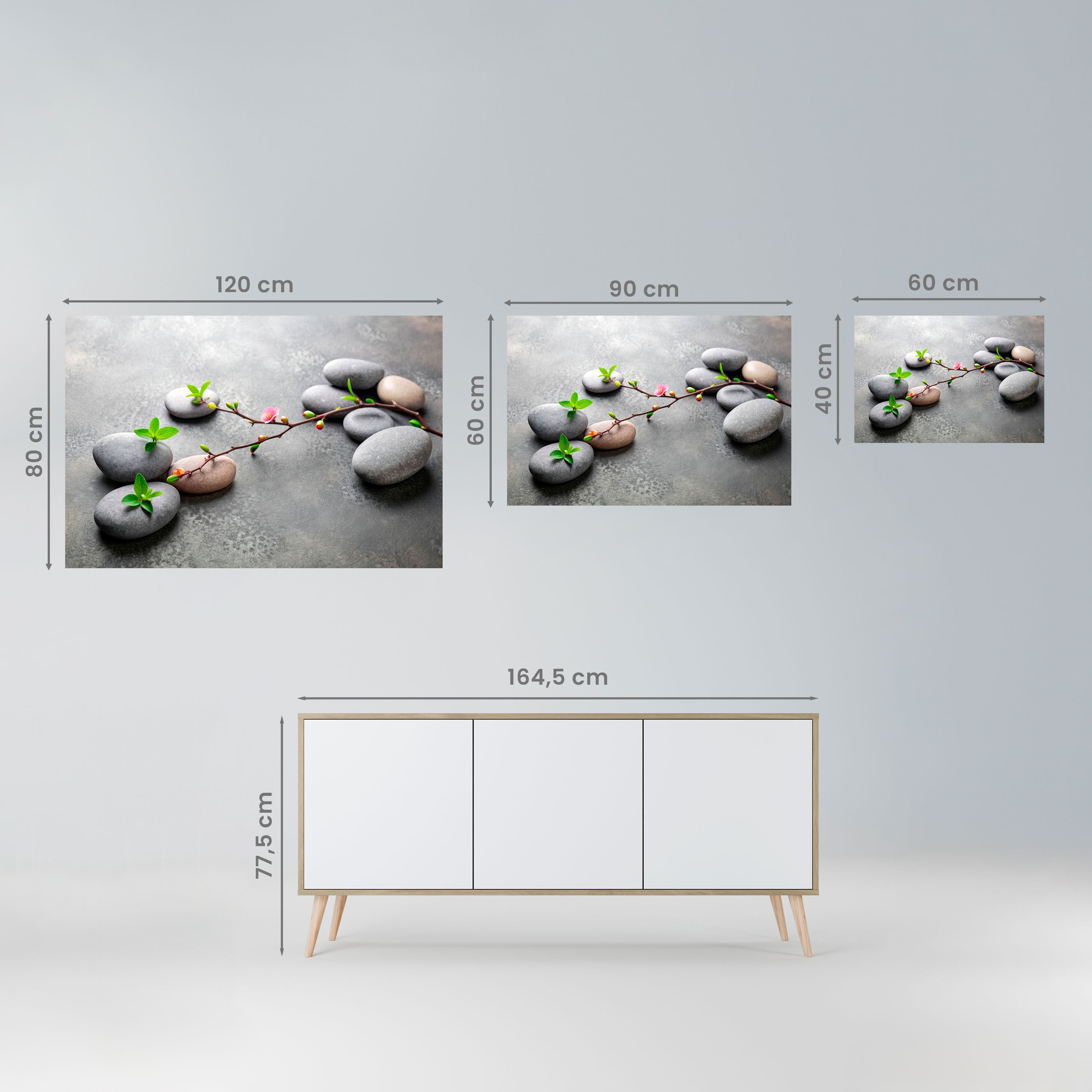 STONES AND BLOSSOMS Peel and Stick Horizontal Poster