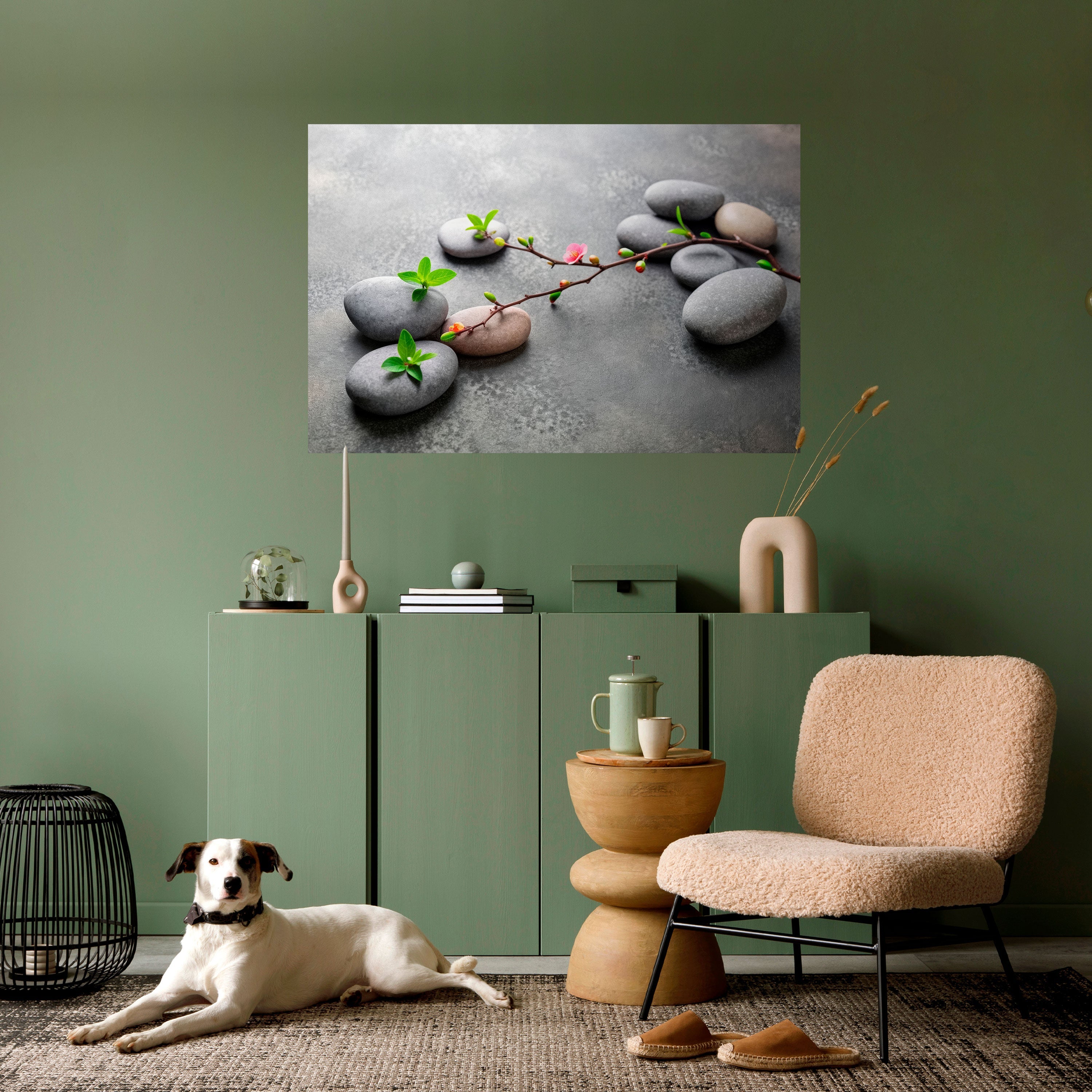 STONES AND BLOSSOMS Peel and Stick Horizontal Poster