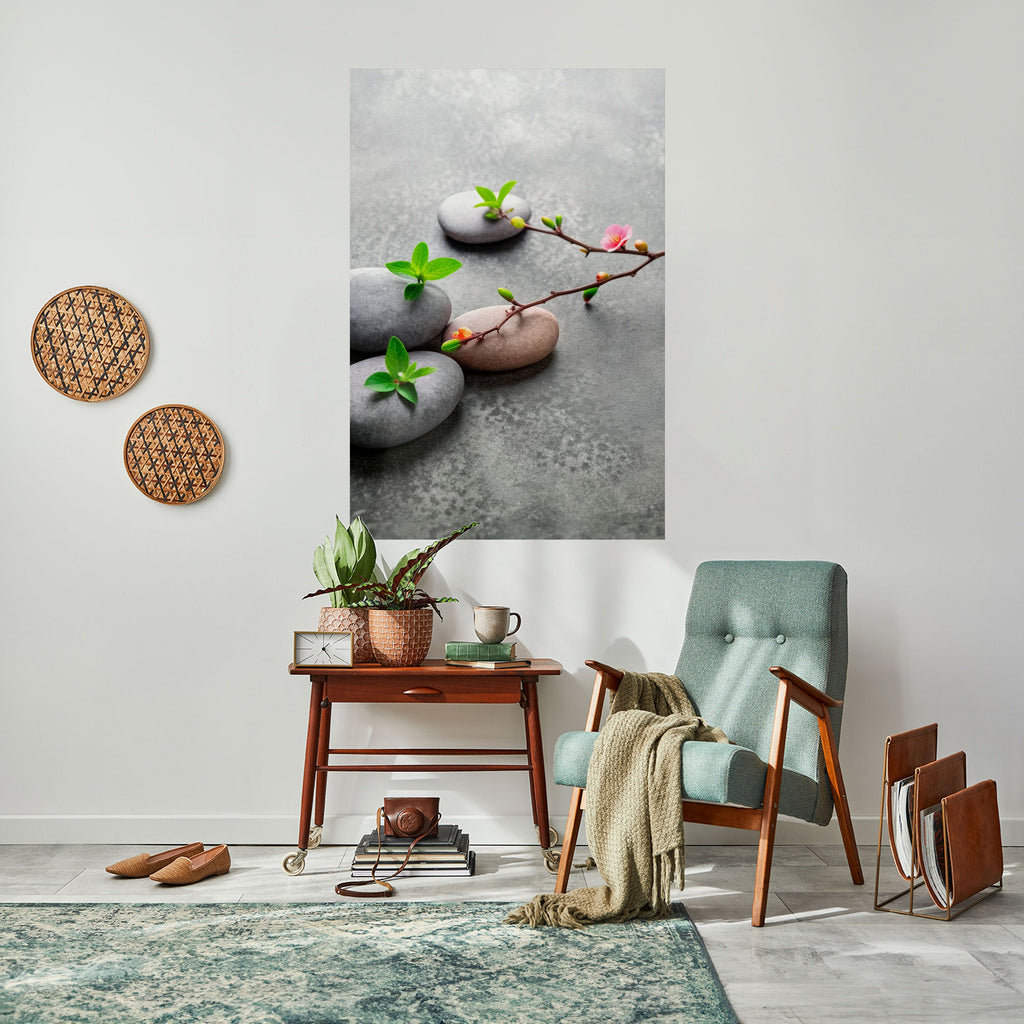 STONES AND BLOSSOMS Peel and Stick Vertical Poster