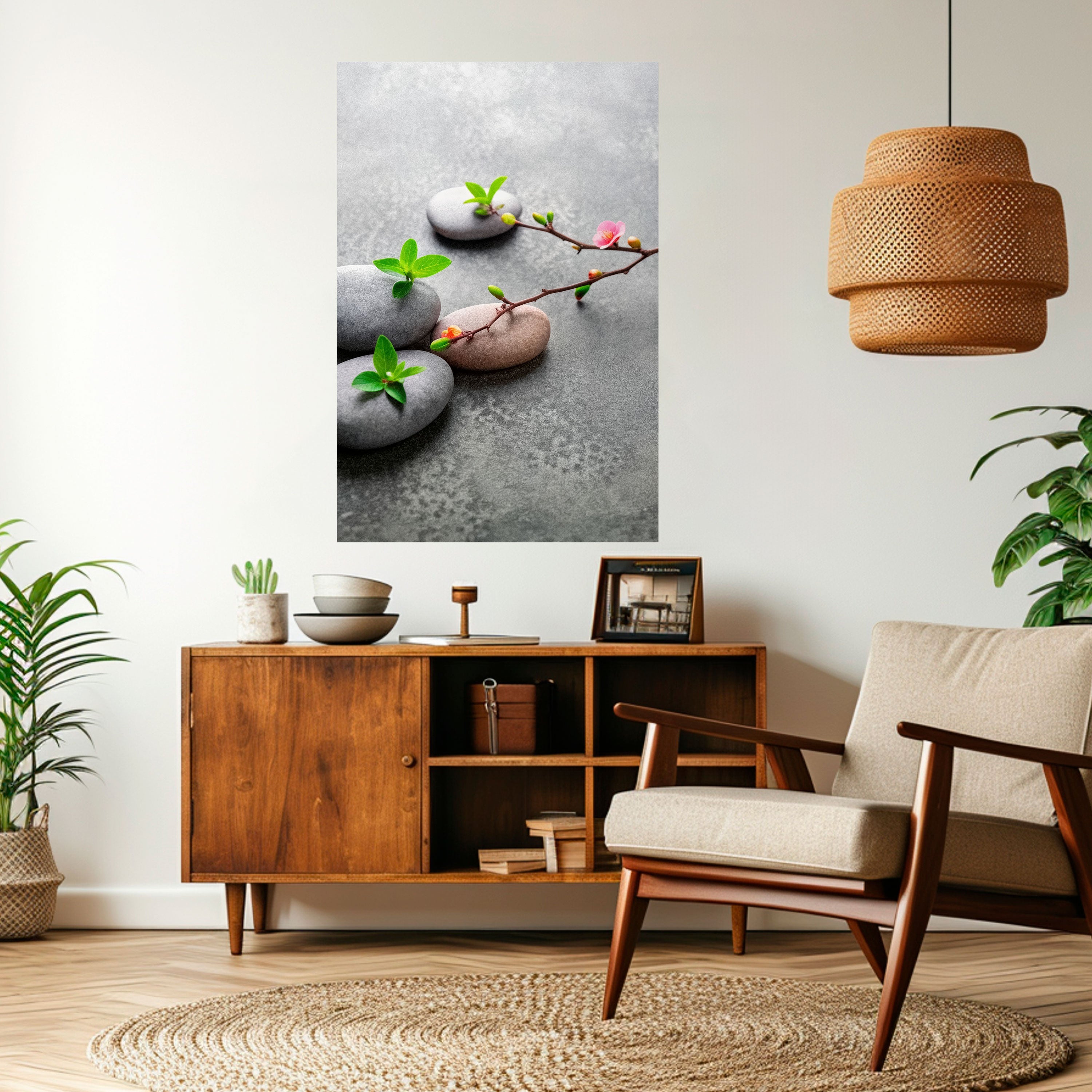 STONES AND BLOSSOMS Peel and Stick Vertical Poster