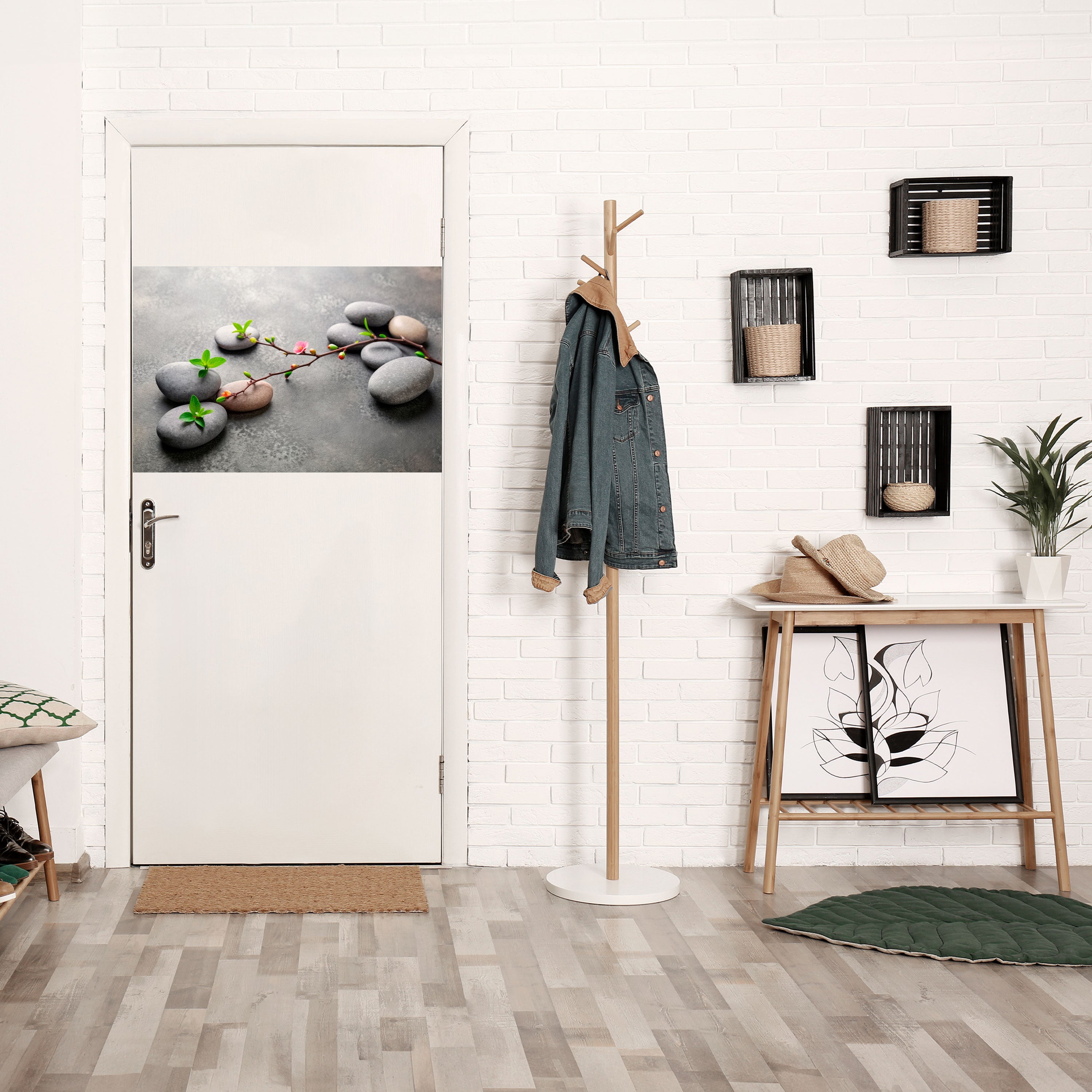 STONES AND BLOSSOMS Peel and Stick Horizontal Poster