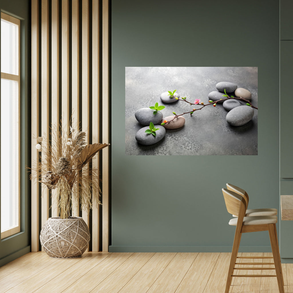 STONES AND BLOSSOMS Peel and Stick Horizontal Poster