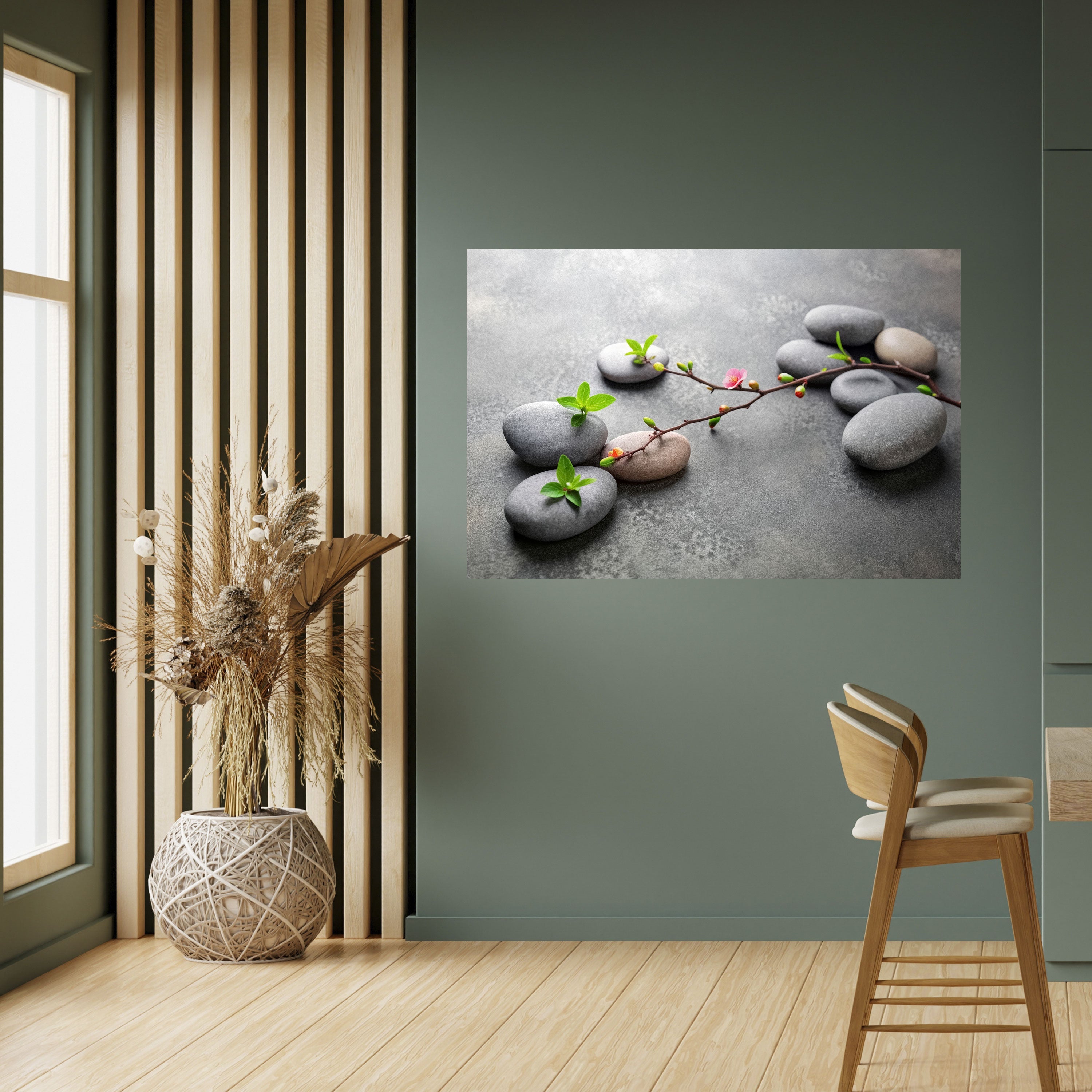 STONES AND BLOSSOMS Peel and Stick Horizontal Poster
