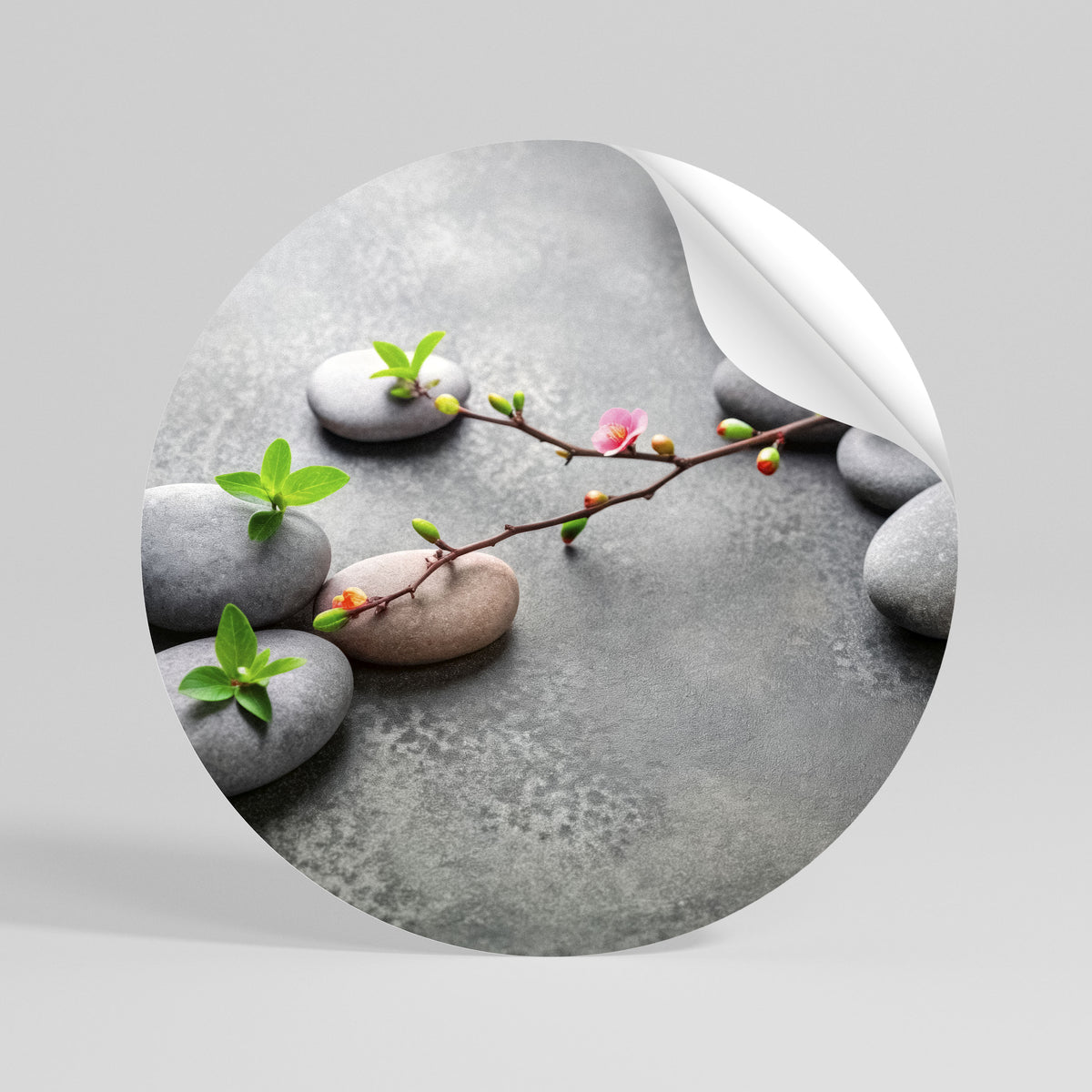 STONES AND BLOSSOMS Autocolante Redondo Removível
