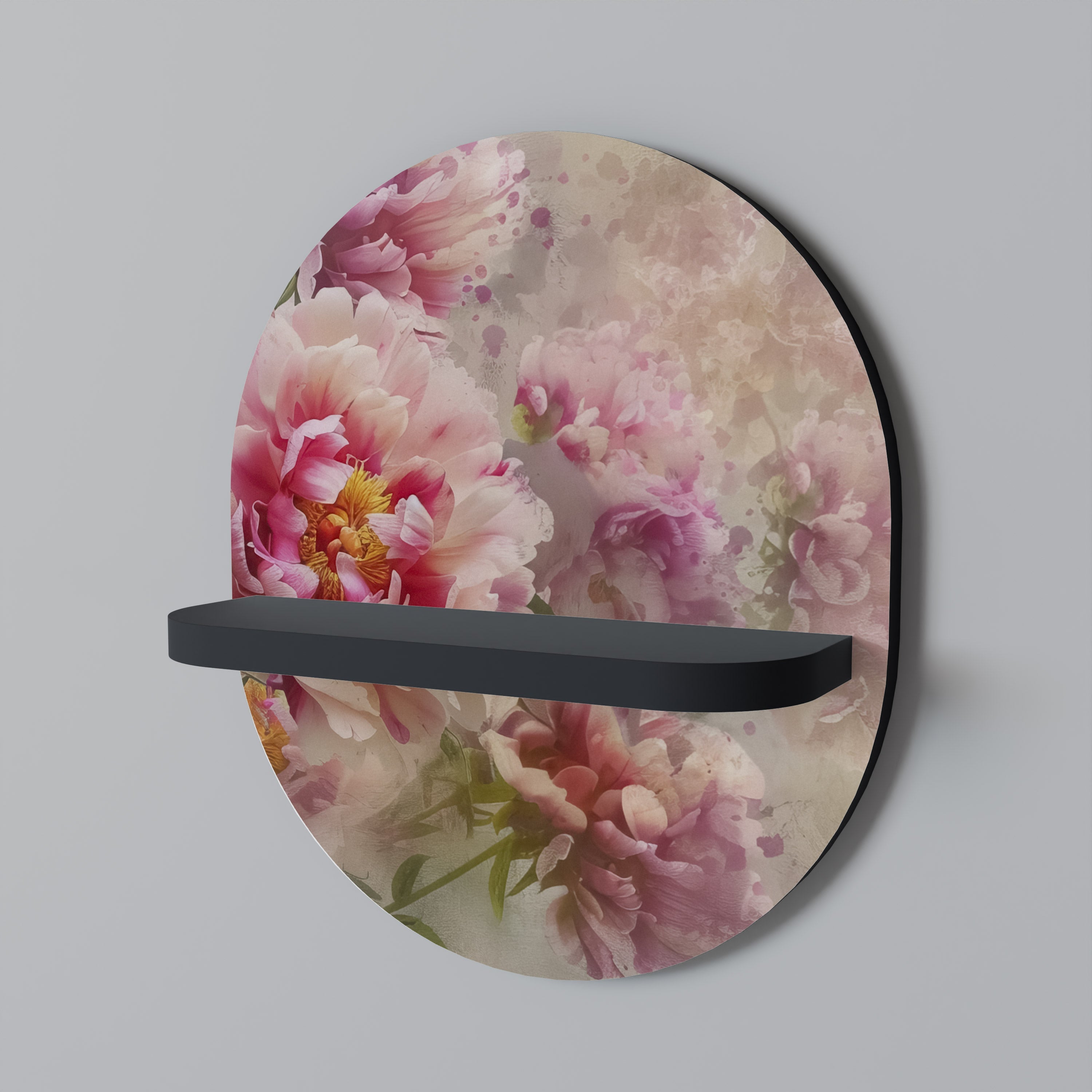 PEONY WHISPER Prateleira Oval Decorativa em Acabamento Preto