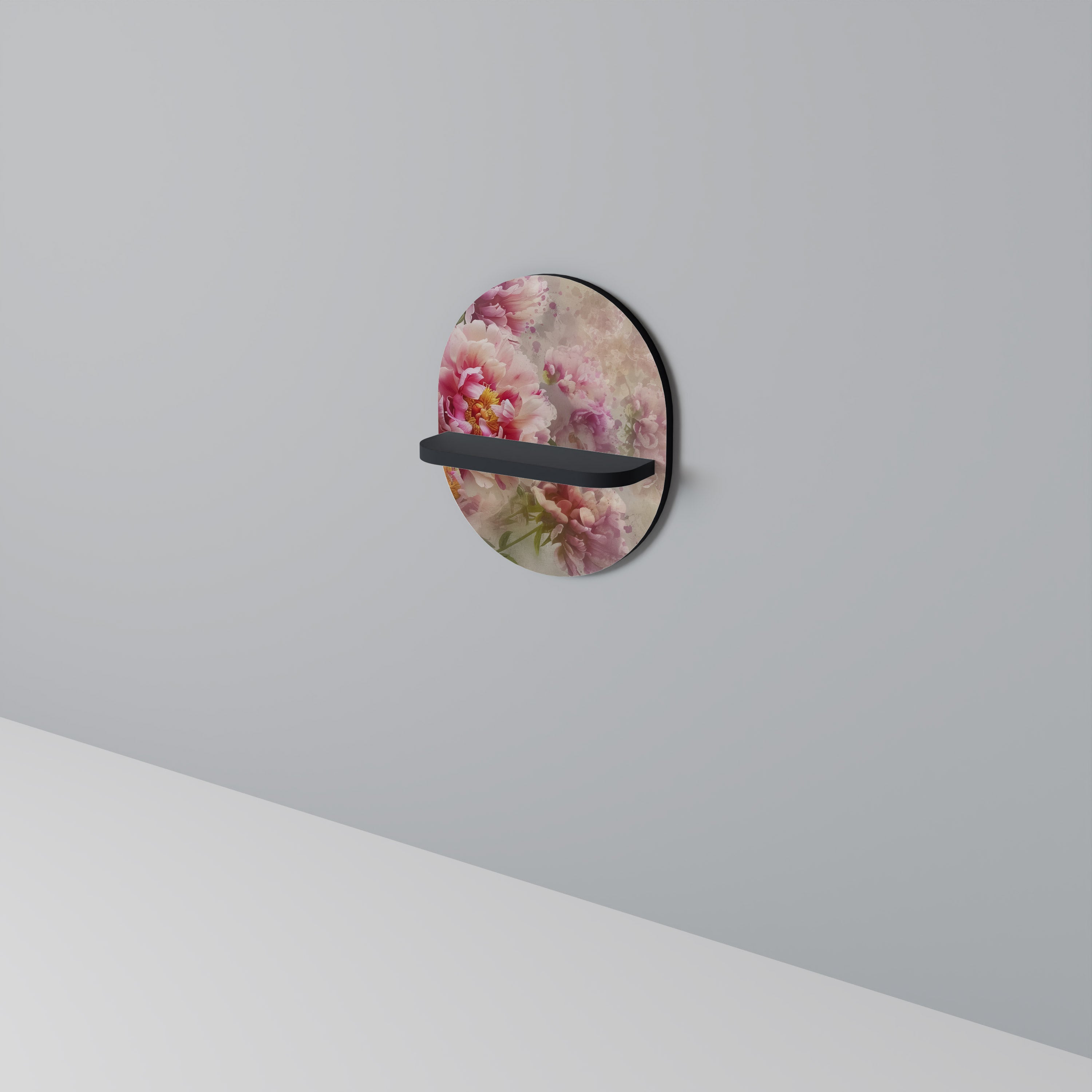PEONY WHISPER Prateleira Oval Decorativa em Acabamento Preto