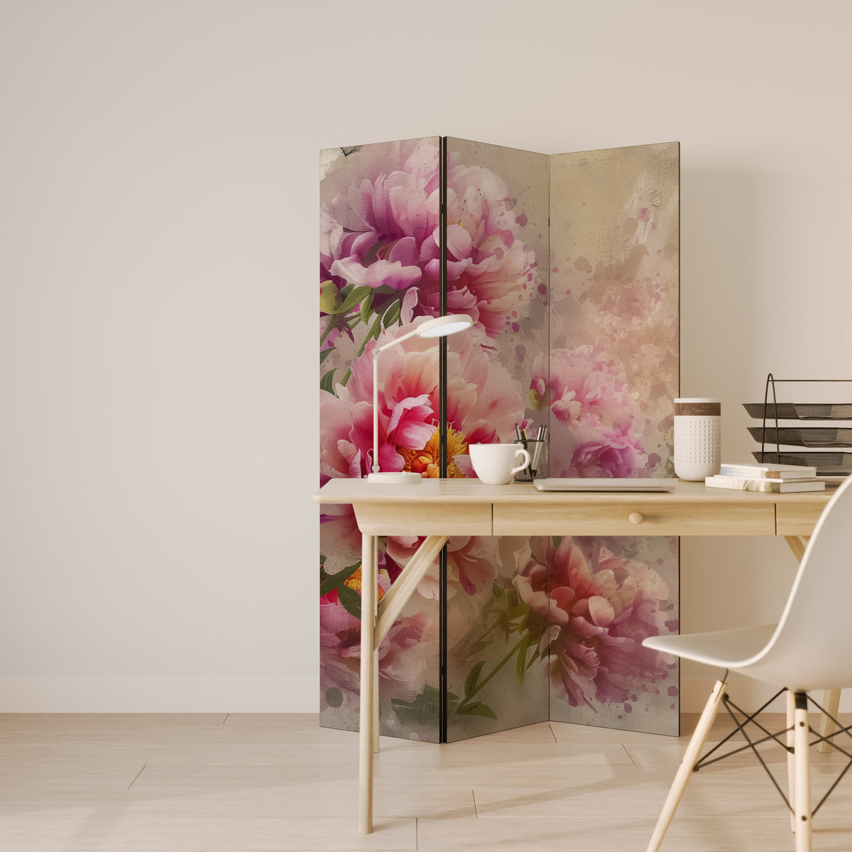 PEONY WHISPER Biombo de 3 Painéis