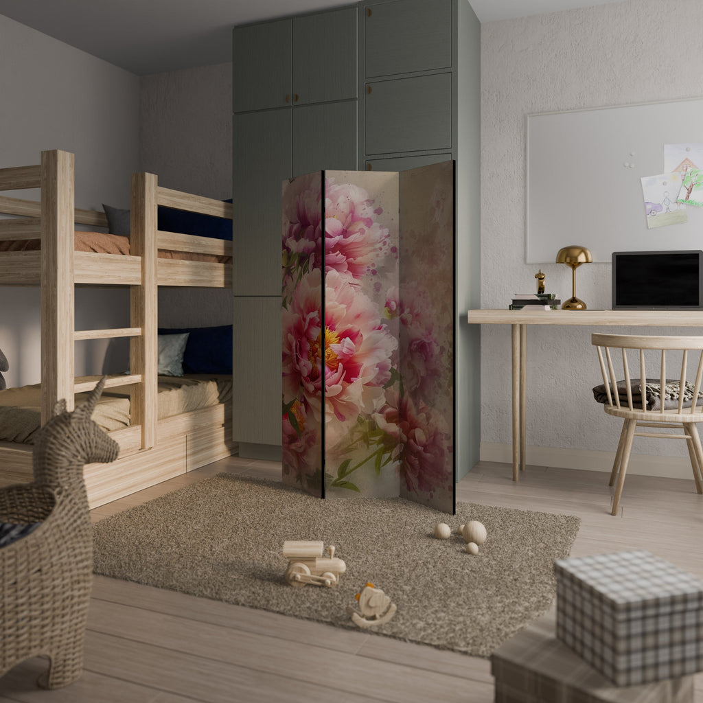PEONY WHISPER Biombo Decorativo de 3 Painéis