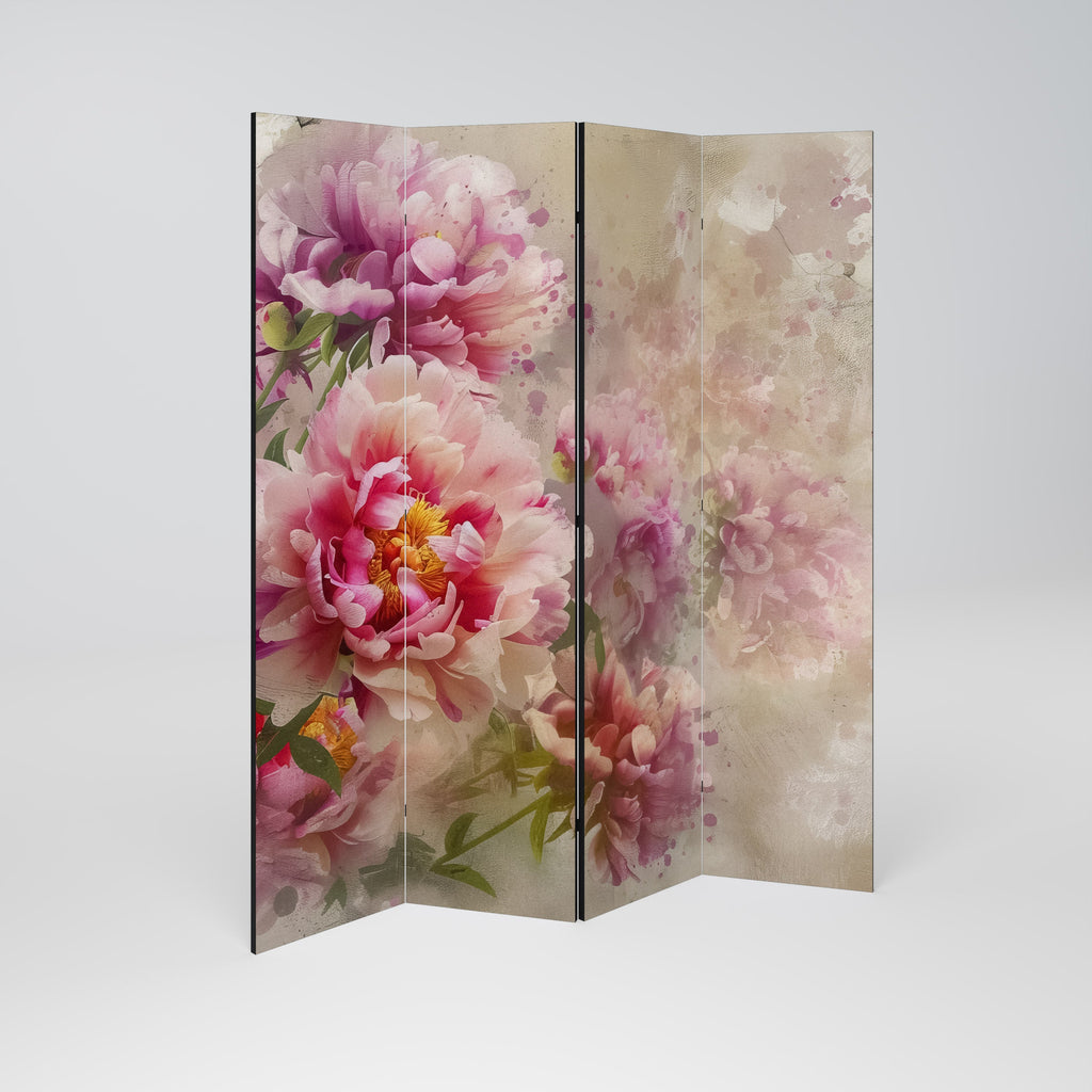 PEONY WHISPER Biombo Decorativo de 4 Painéis