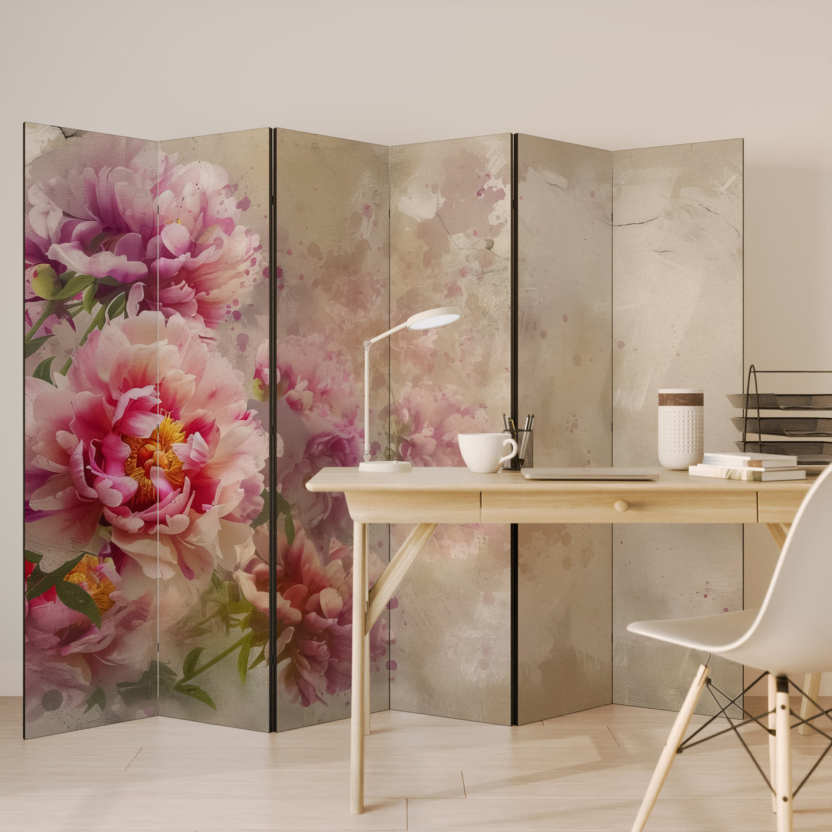 PEONY WHISPER Biombo de 6 Painéis