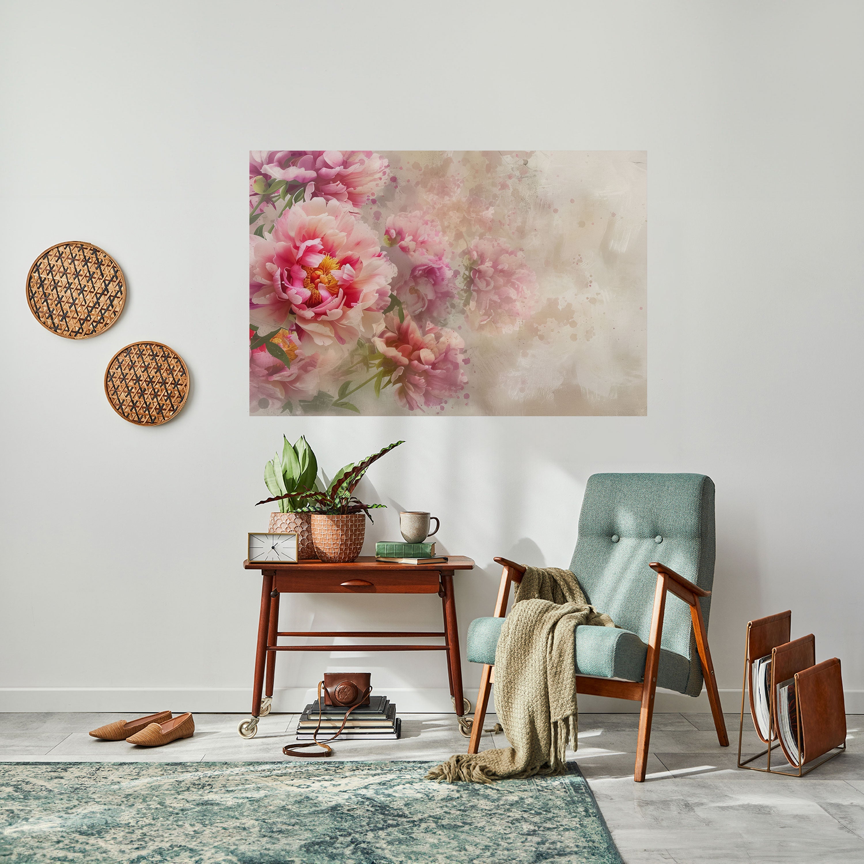 PEONY WHISPER Peel and Stick Horizontal Poster