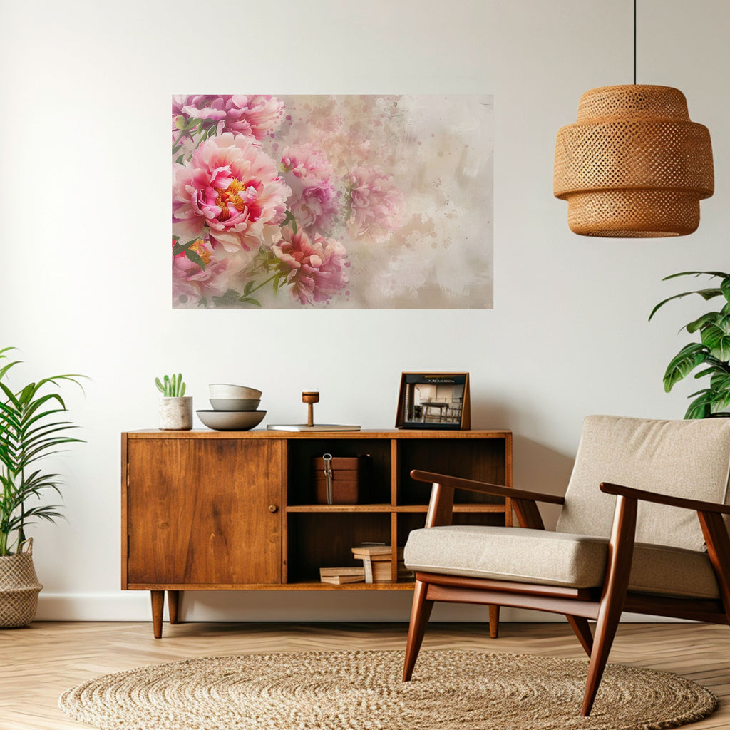PEONY WHISPER Peel and Stick Horizontal Poster