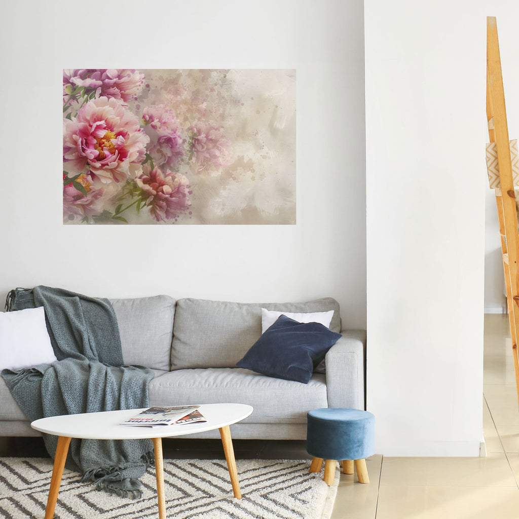 PEONY WHISPER Peel and Stick Horizontal Poster