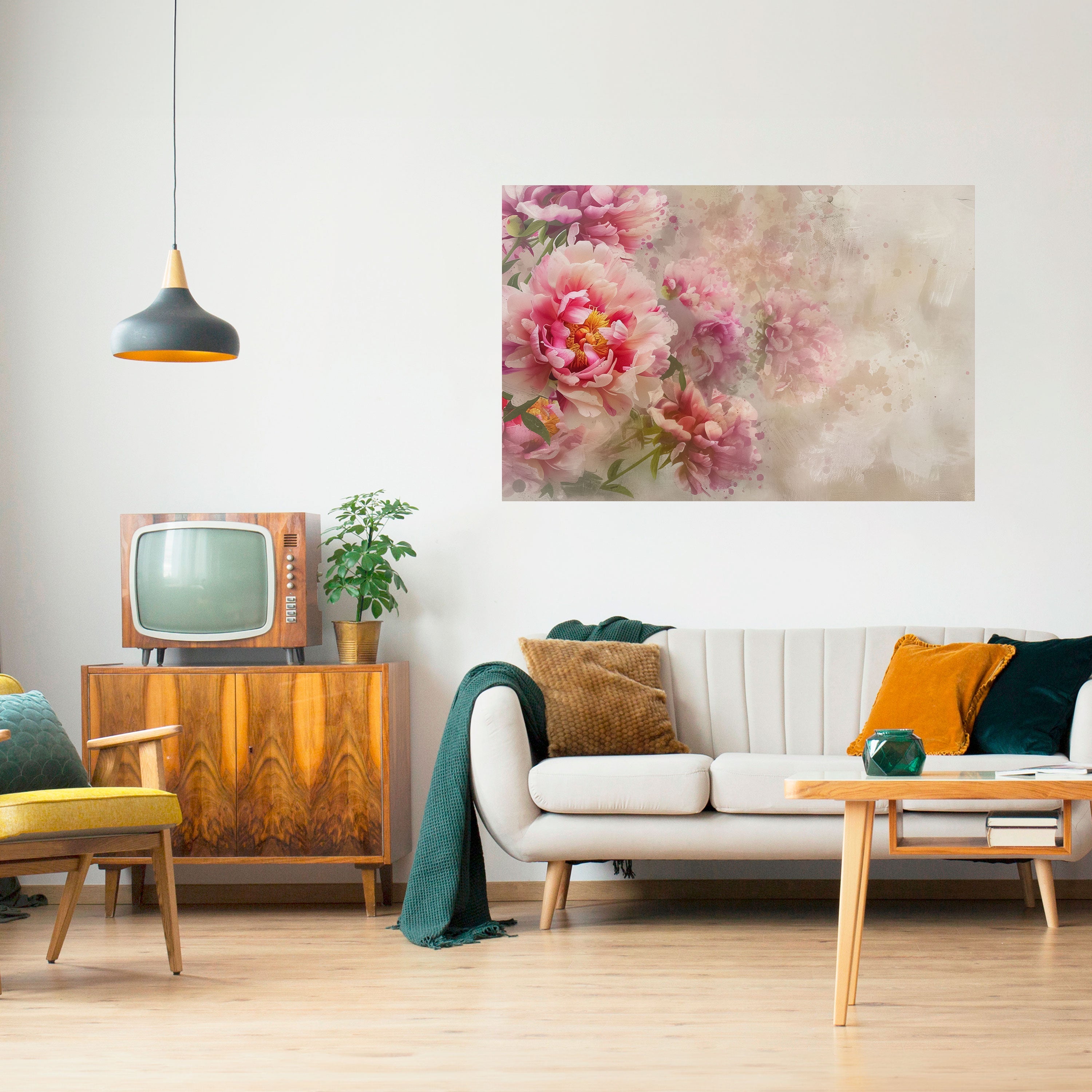 PEONY WHISPER Peel and Stick Horizontal Poster