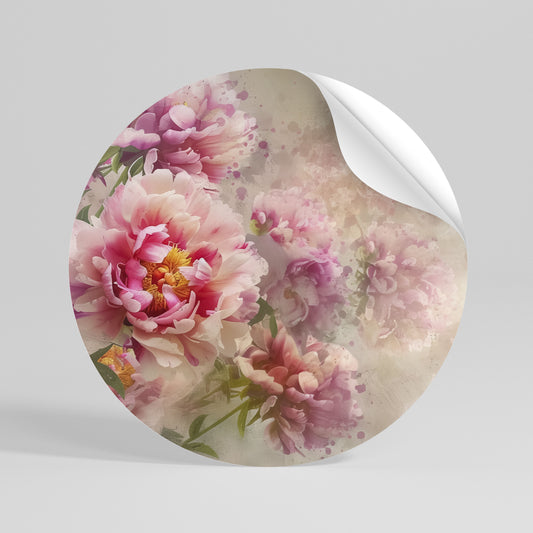 PEONY WHISPER Autocolante Redondo Removível