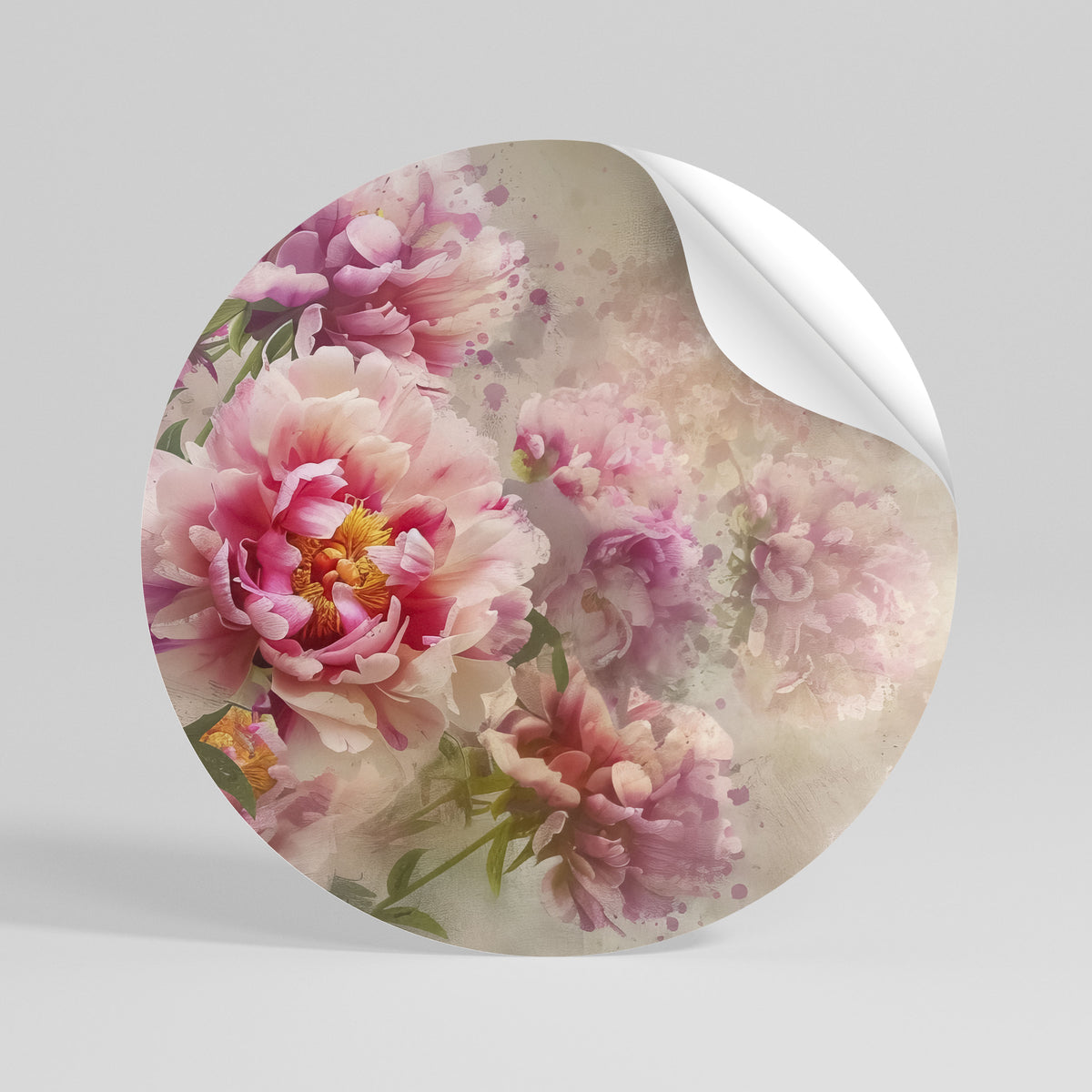 PEONY WHISPER Autocolante Redondo Removível