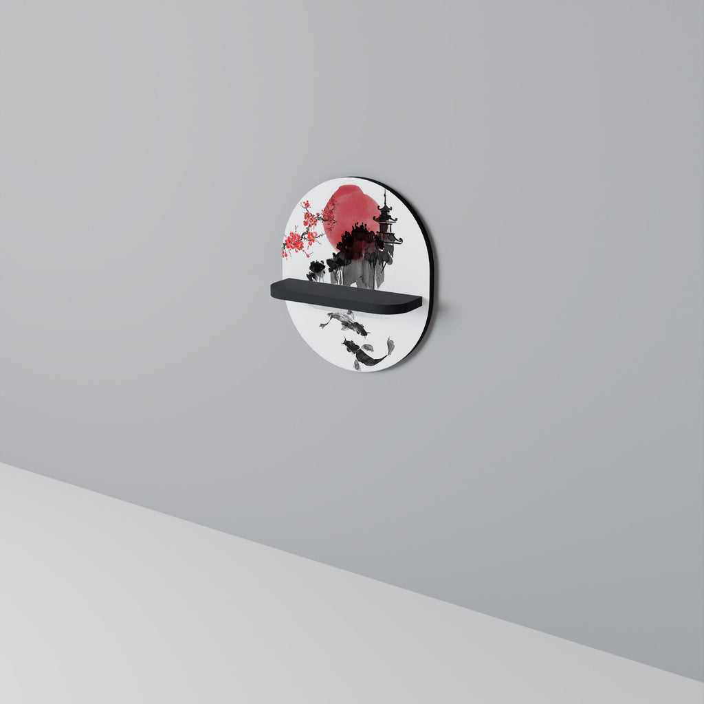 CHERRY SHADOWS Prateleira Oval Decorativa em Acabamento Preto